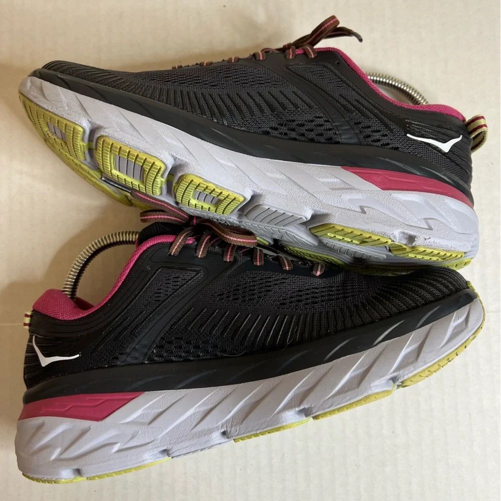 Hoka One One Black and Magenta Sneakers - Picture 6 of 9